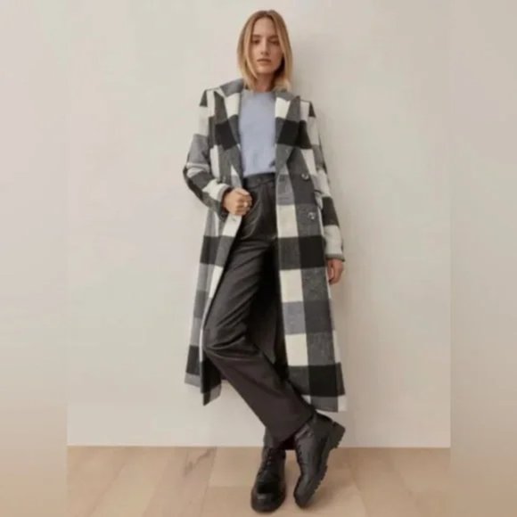 NWT Reformation York Coat in Light Grey Plaid Size L #1465 - Picture 3 of 12